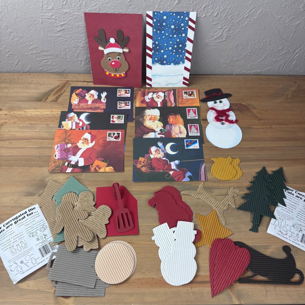 Vintage 90s Christmas scrapbook diecut postcard junk journal ephemera supplies